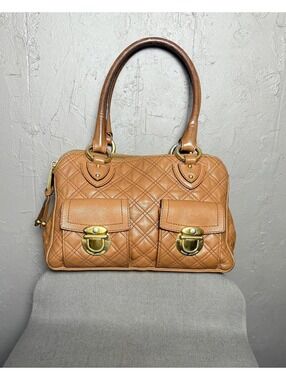 Y2K MARC JACOBS Blake Quilted Leather Top Handle Bag Caramel with Gold Hardware